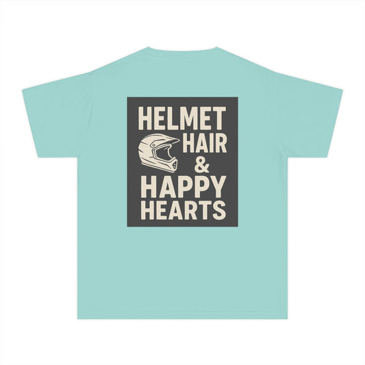 Helmet Hair & Happy Hearts Youth Midweight Tee -  for Young Riders
